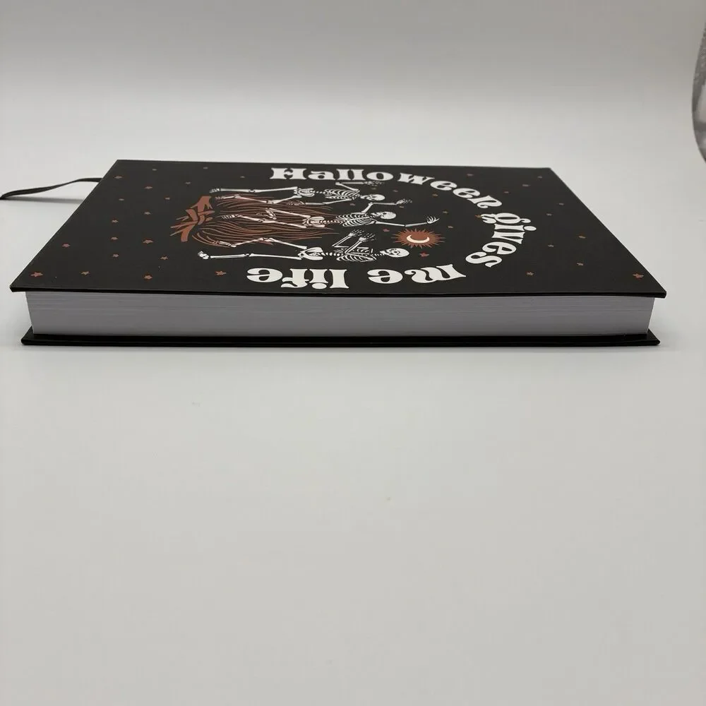 Halloween Journal W/Skeletons Dancing Around Fire w/ “Halloween Gives Me Life”